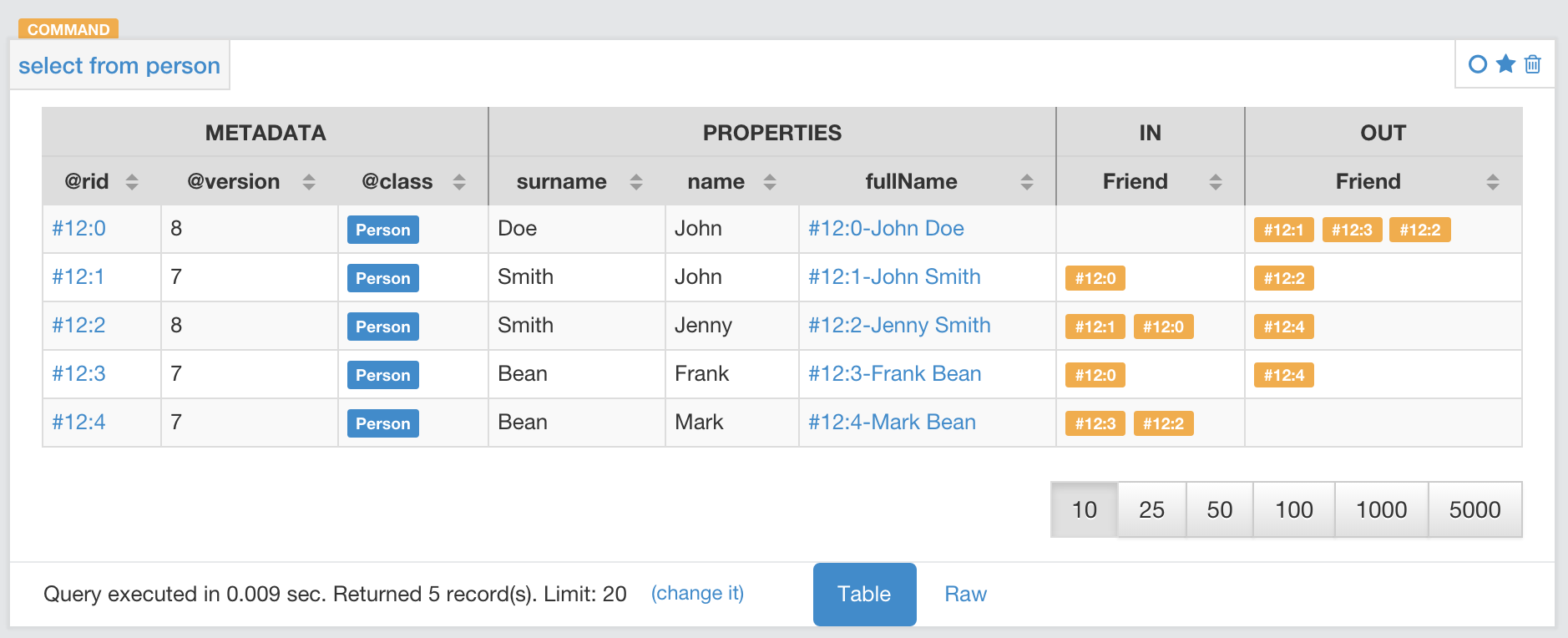 match example table